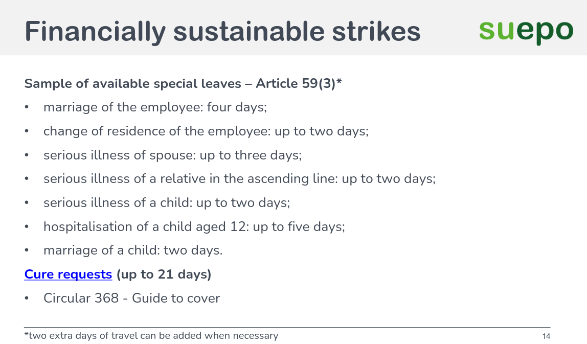 Sample of available special leaves – Article 59(3)