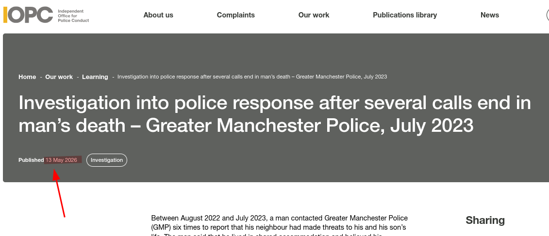 Investigation into police response after several calls end in man’s death – Greater Manchester Police, July 2023