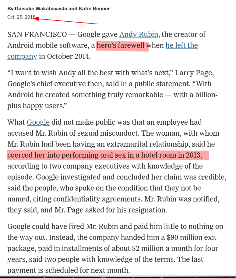Google gave Andy Rubin, the creator of Android mobile software, a hero’s farewell when he left the company in October 2014.