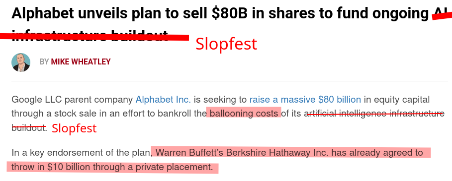 Slopfest: Alphabet unveils plan to sell $80B in shares to fund ongoing AI infrastructure buildout