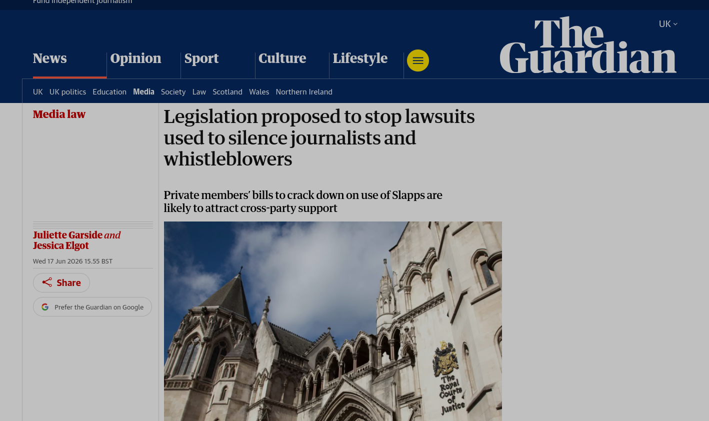 Legislation proposed to stop lawsuits used to silence journalists and whistleblowers 