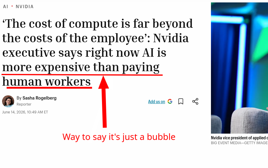 ‘The cost of compute is far beyond the costs of the employee’: Way to say it's just a bubble