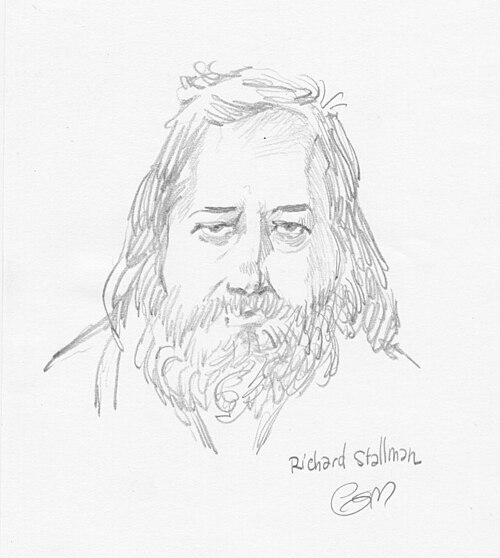 Portrait crayonne de Richard Stallman