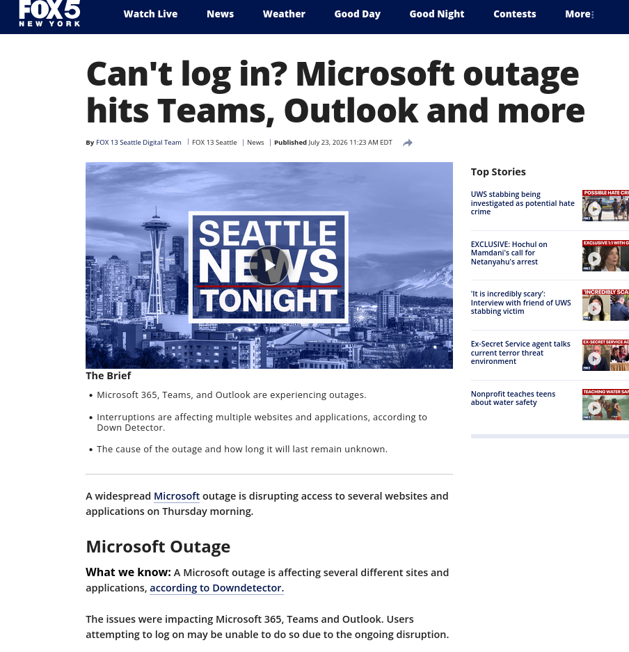 Can't log in? Microsoft outage hits Teams, Outlook and more