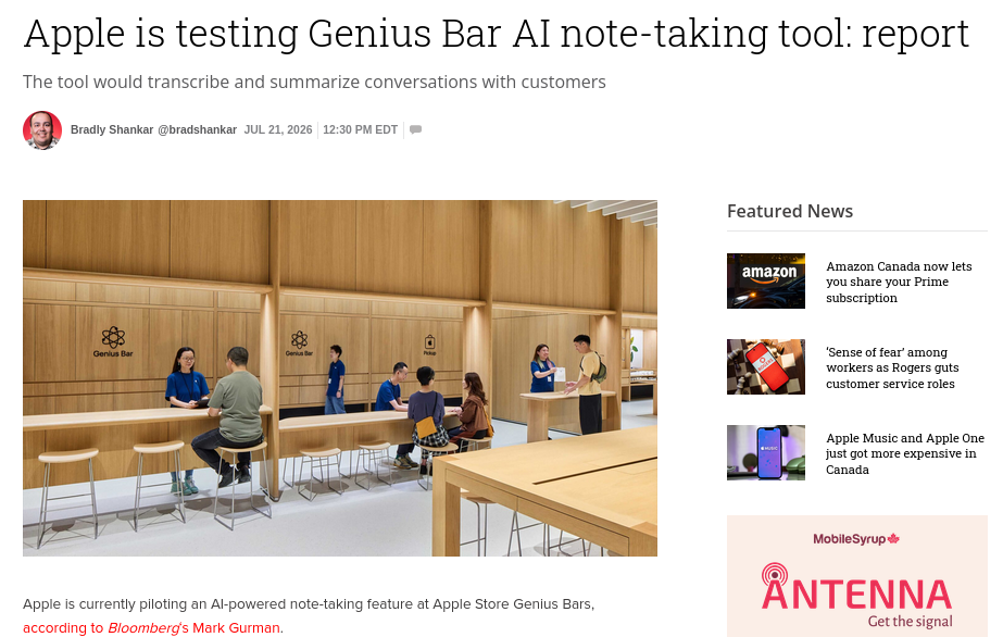 Apple is testing Genius Bar AI note-taking tool: report