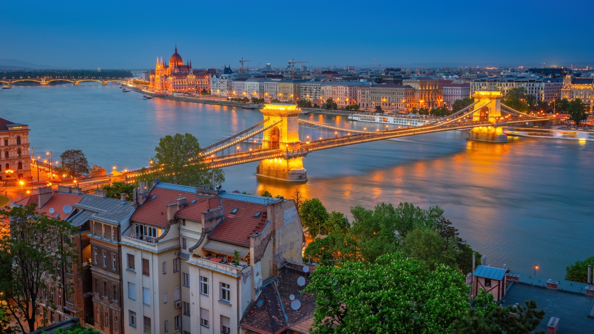 City Center of Budapest at night, Hungary, Europe