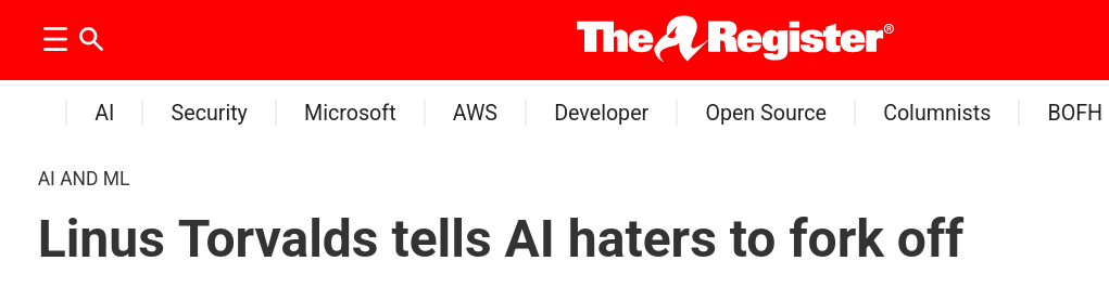 Linus Torvalds tells AI haters to fork off