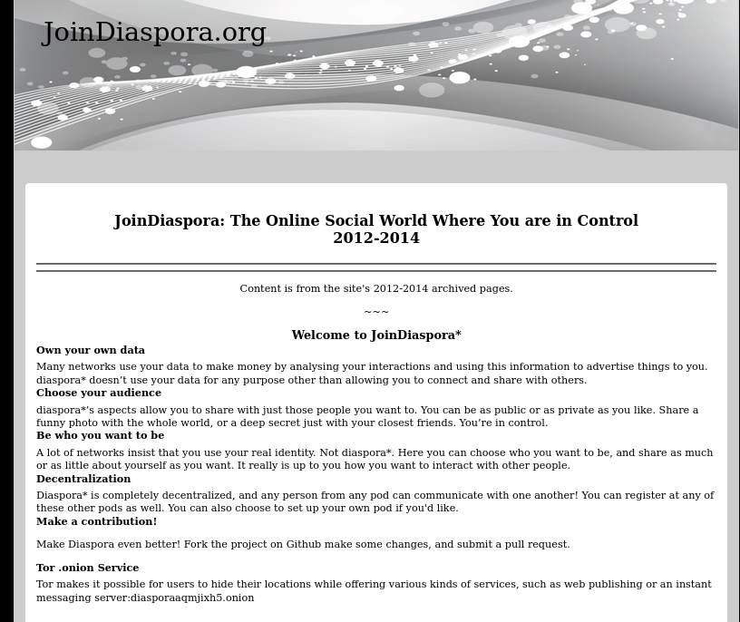 JoinDiaspora: The Online Social World Where You are in Control