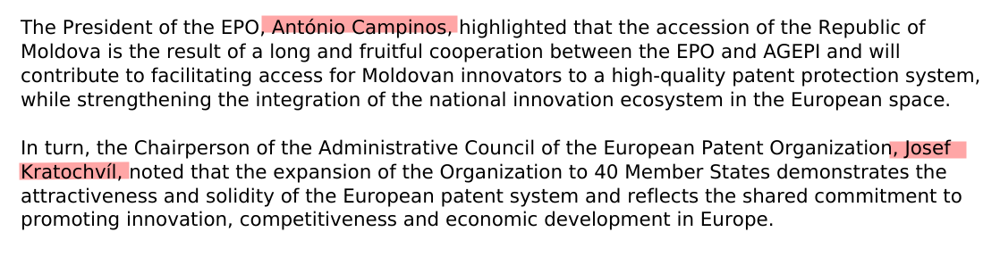 The President of the EPO, António Campinos, highlighted that the accession of the Republic of Moldova