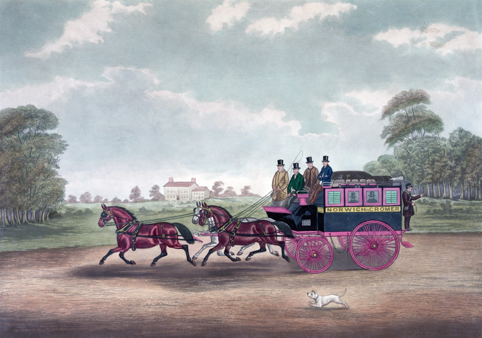 Public domain vintage painting of the norwich to cromer coach