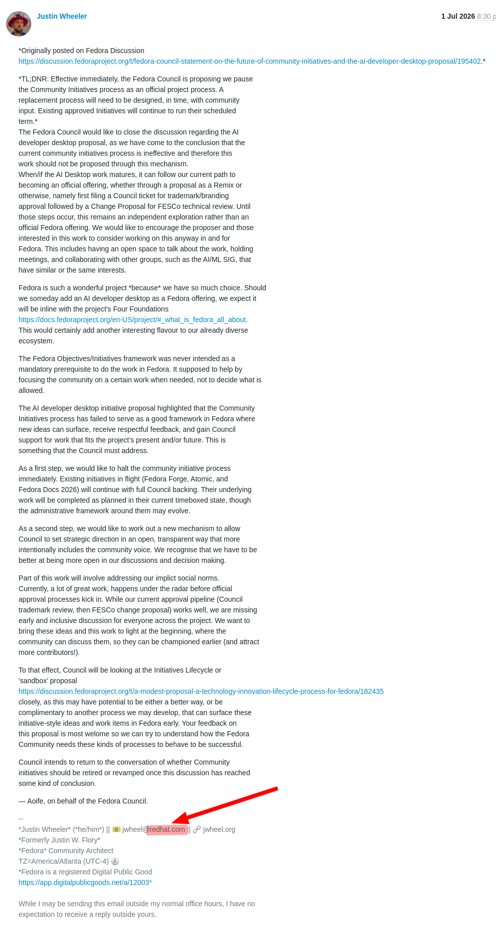Fedora Council Statement on the Future of Community Initiatives and the AI Developer Desktop Proposal