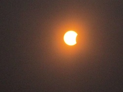 2024 start of solar eclipse as seen from Fort Worth, Texas USA