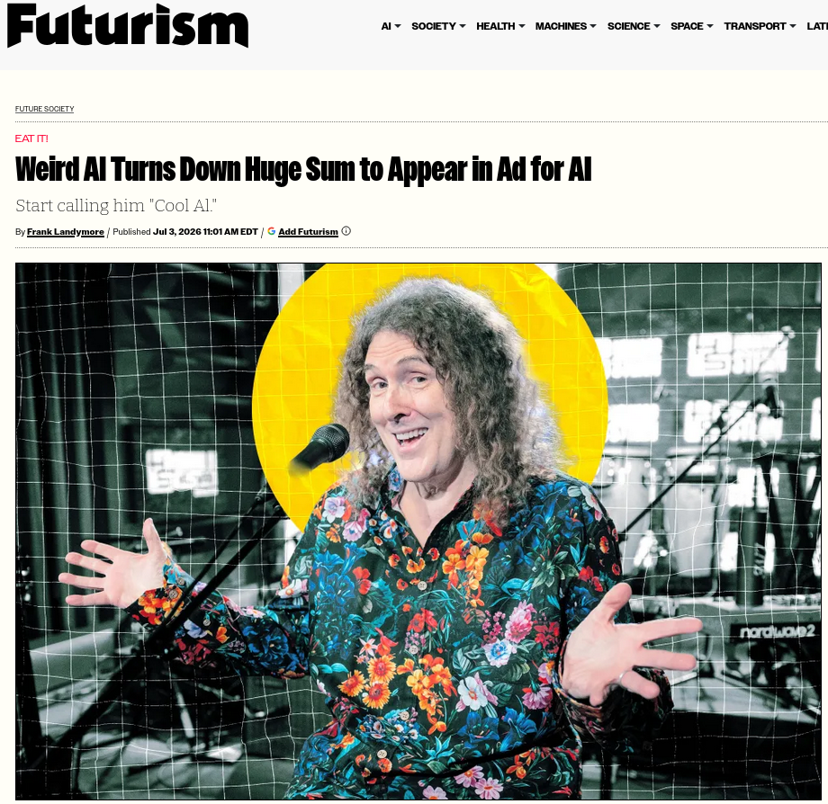 Weird Al Turns Down Huge Sum to Appear in Ad for AI