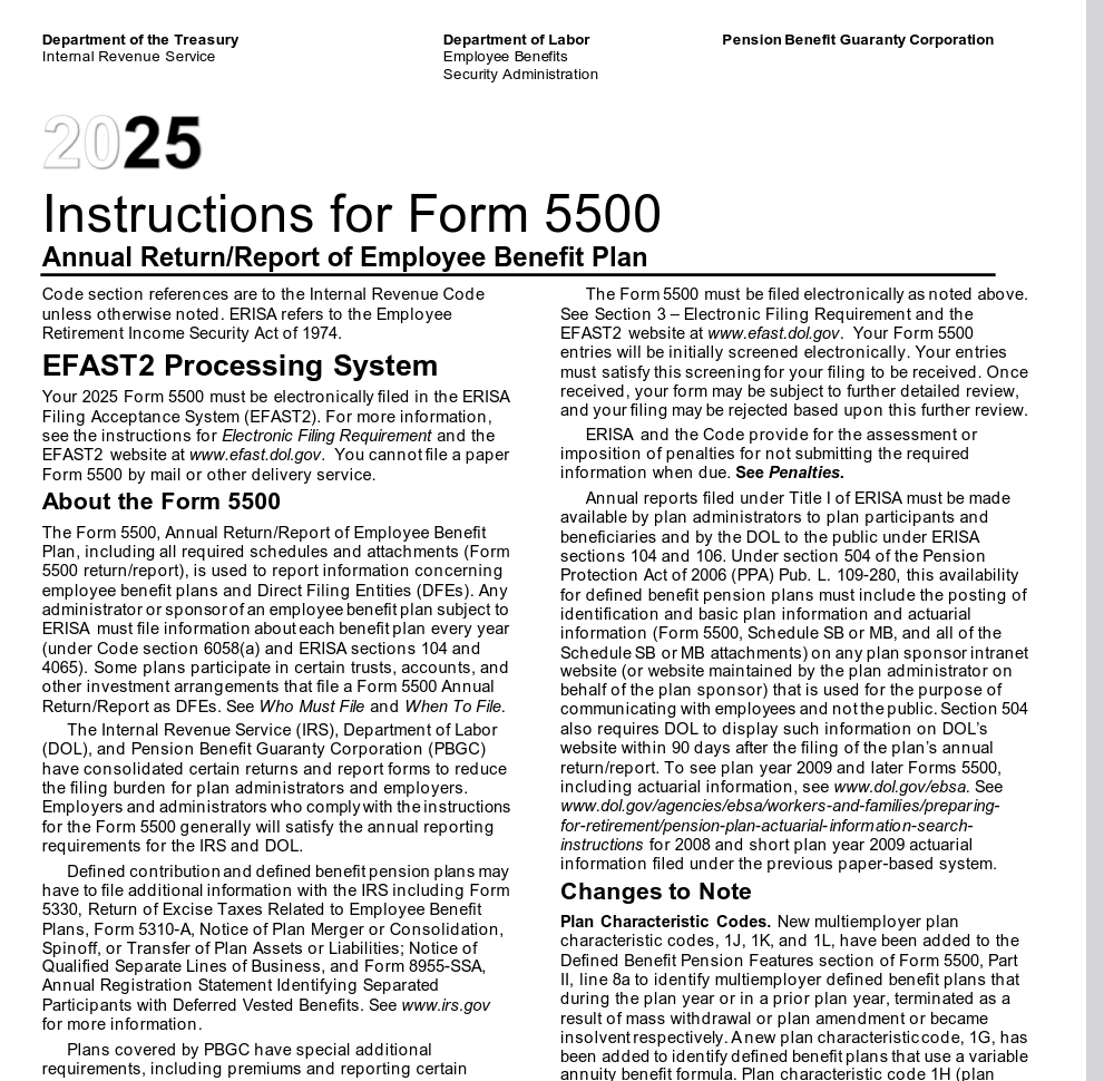 Instructions for Form 5500