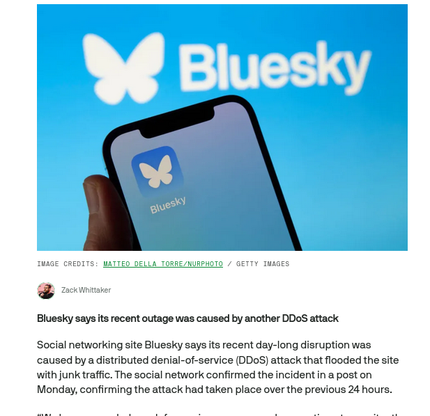 Bluesky says its recent outage was caused by another DDoS attack