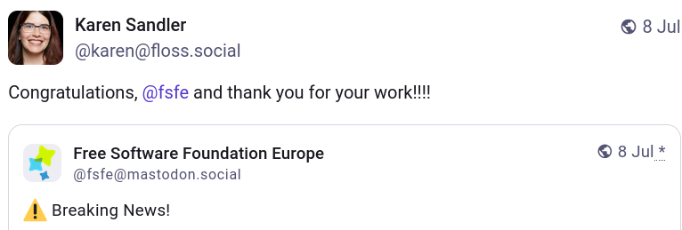 Congratulations, @fsfe and thank you for your work!!!!