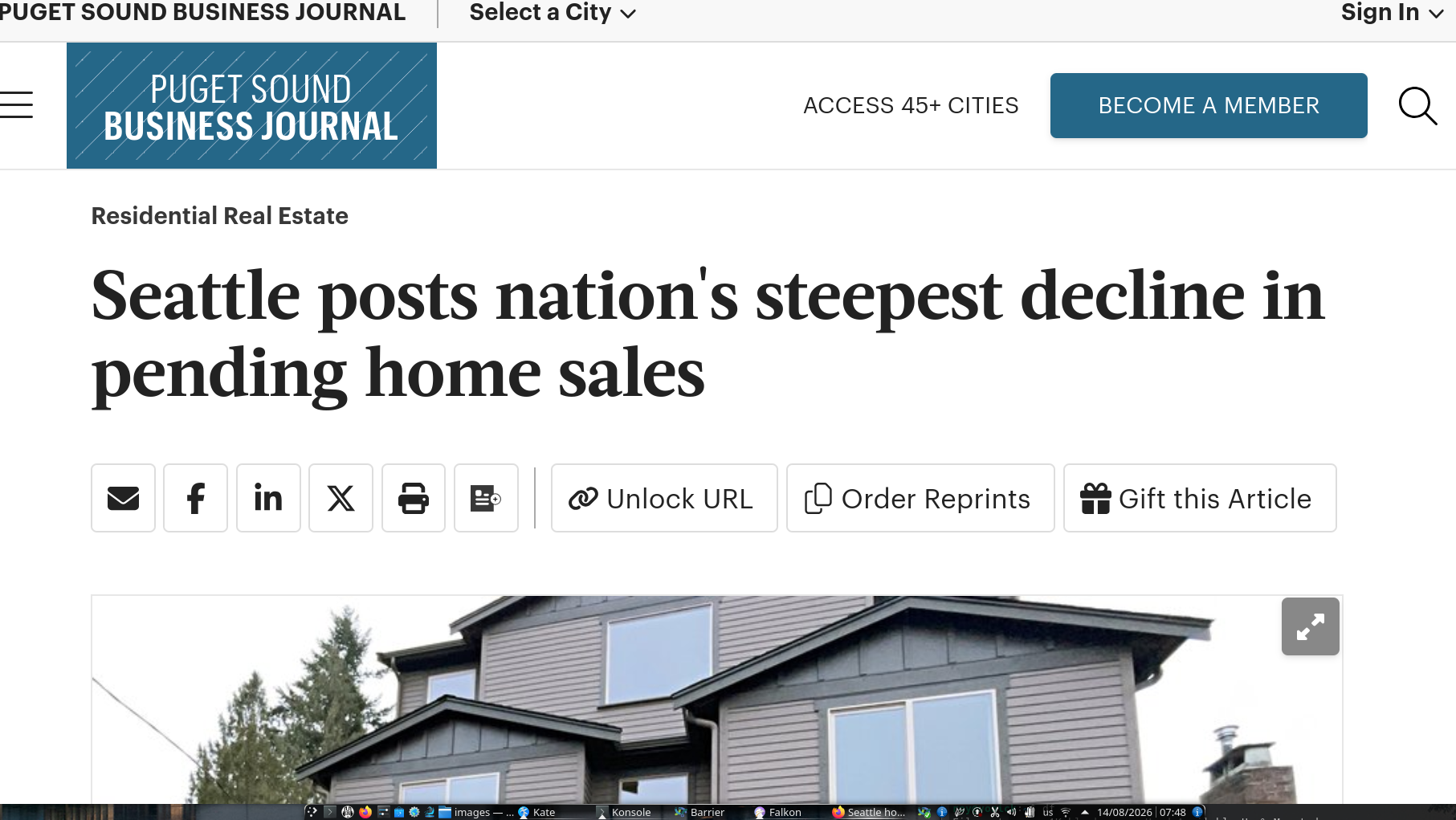 Seattle posts nation's steepest decline in pending home sales