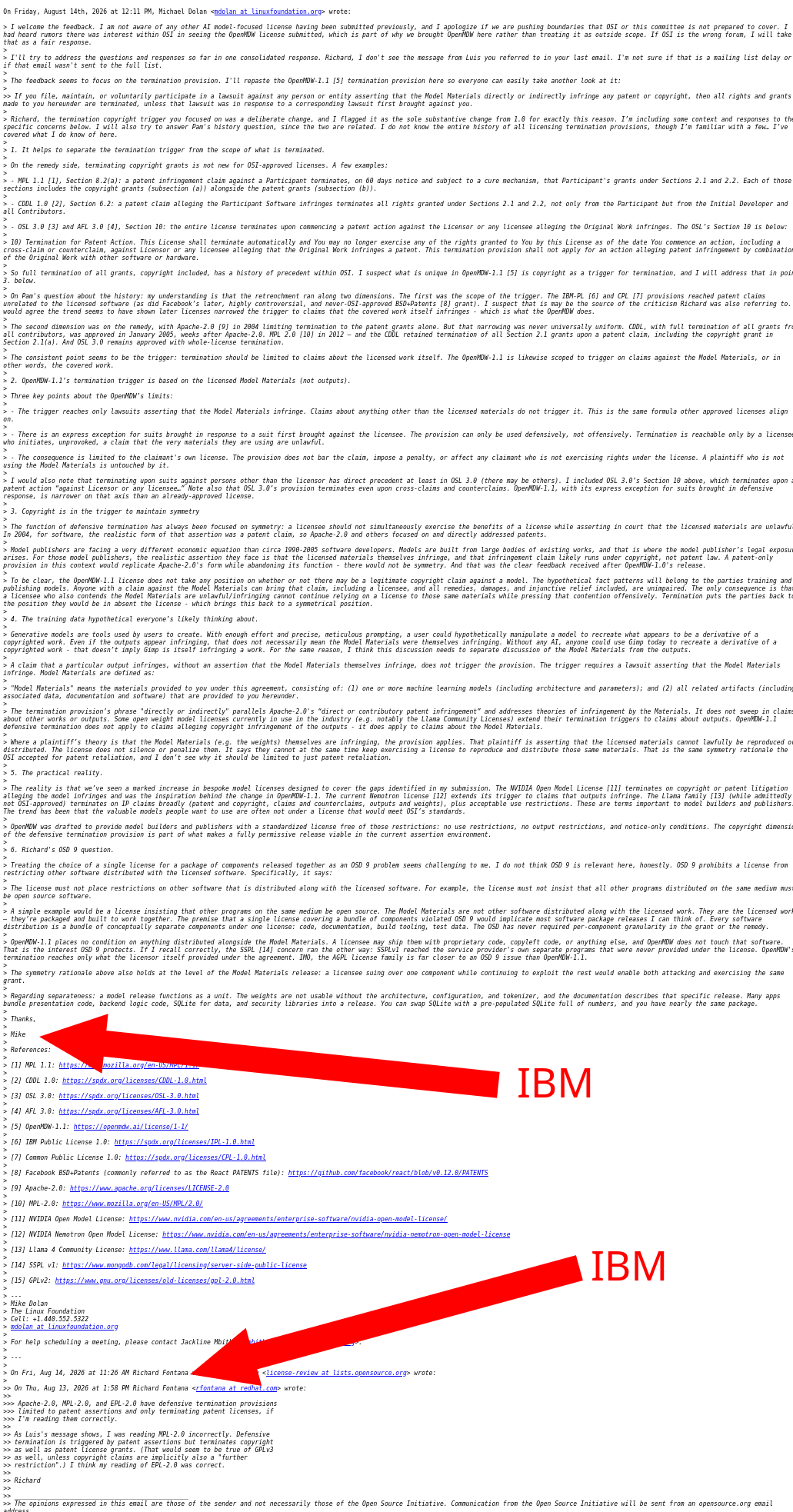 For Approval: OpenMDW License Agreement, versions 1.1 (OpenMDW-1.1)