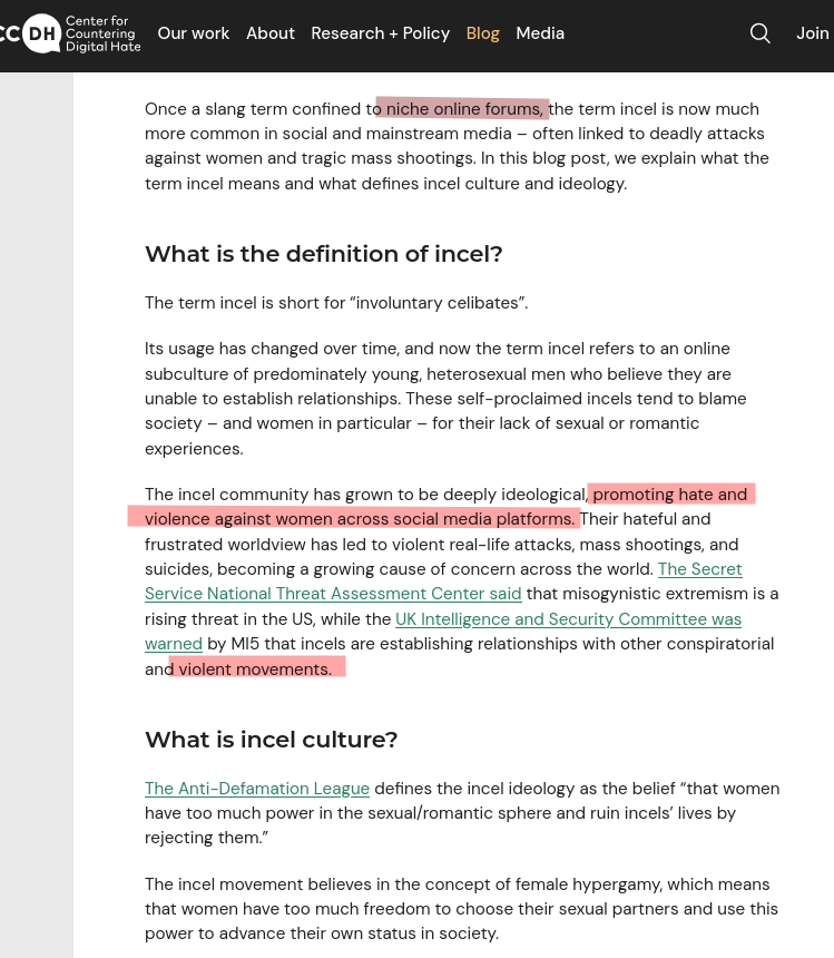Once a slang term confined to niche online forums, the term incel is now much more common in social and mainstream media – often linked to deadly attacks against women and tragic mass shootings. In this blog post, we explain what the term incel means and what defines incel culture and ideology.