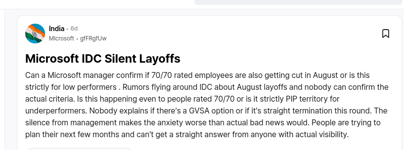 Microsoft IDC Silent Layoffs