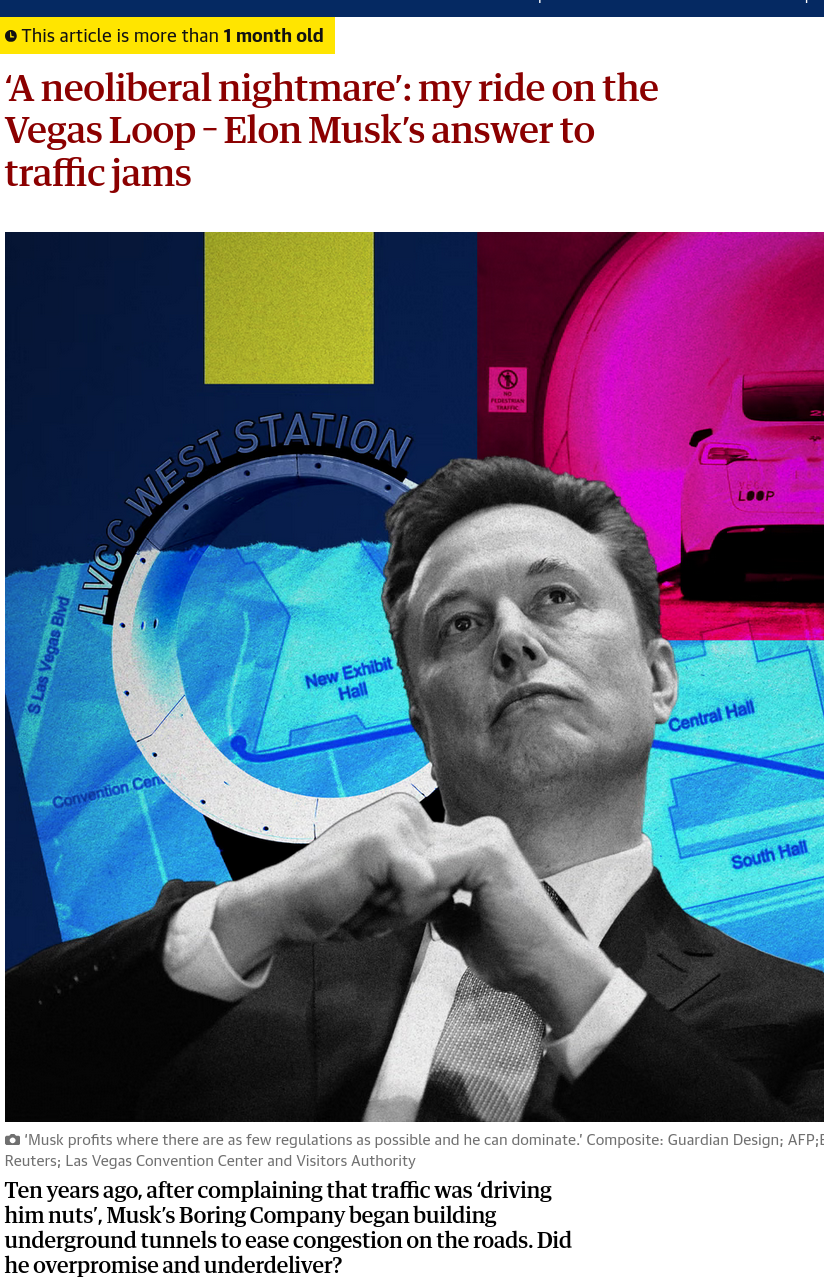 ‘A neoliberal nightmare’: my ride on the Vegas Loop – Elon Musk’s answer to traffic jams