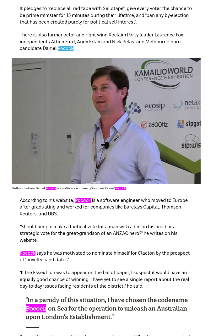 According to his website, Pocock is a software engineer who moved to Europe after graduating and worked for companies like Barclays Capital, Thomson Reuters, and UBS.