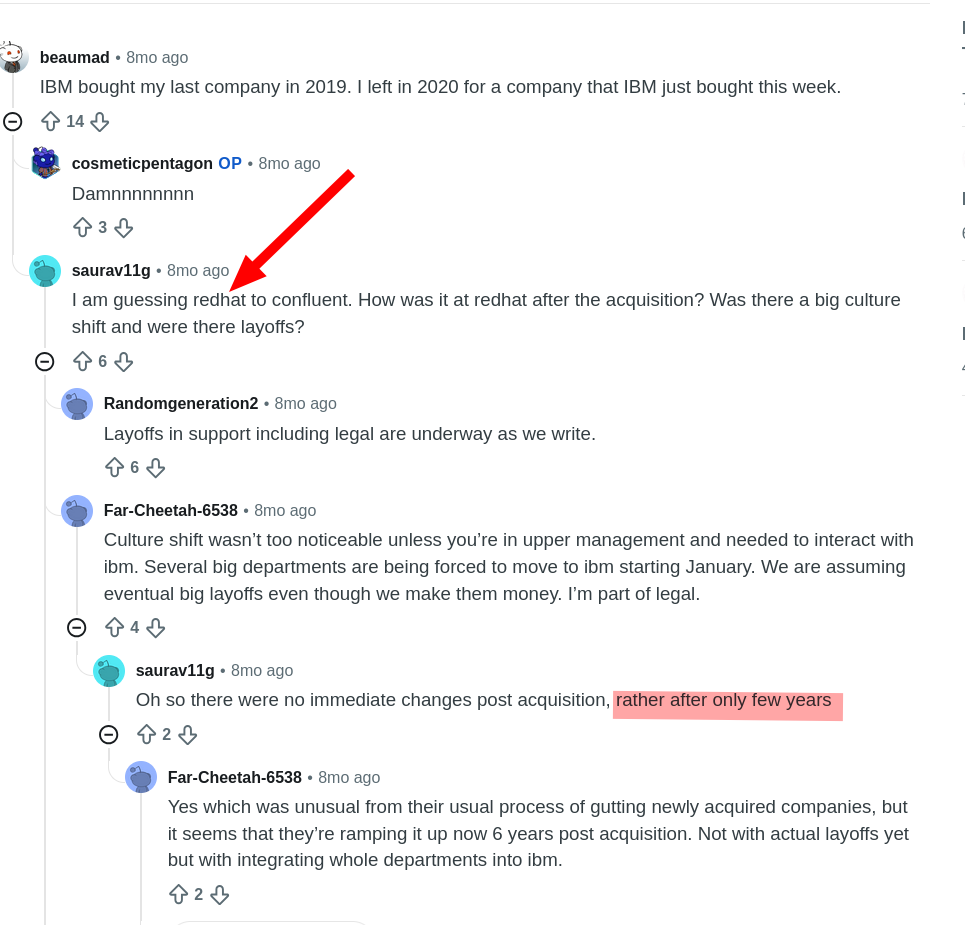 IBM bought my last company in 2019. I left in 2020 for a company that IBM just bought this week.
