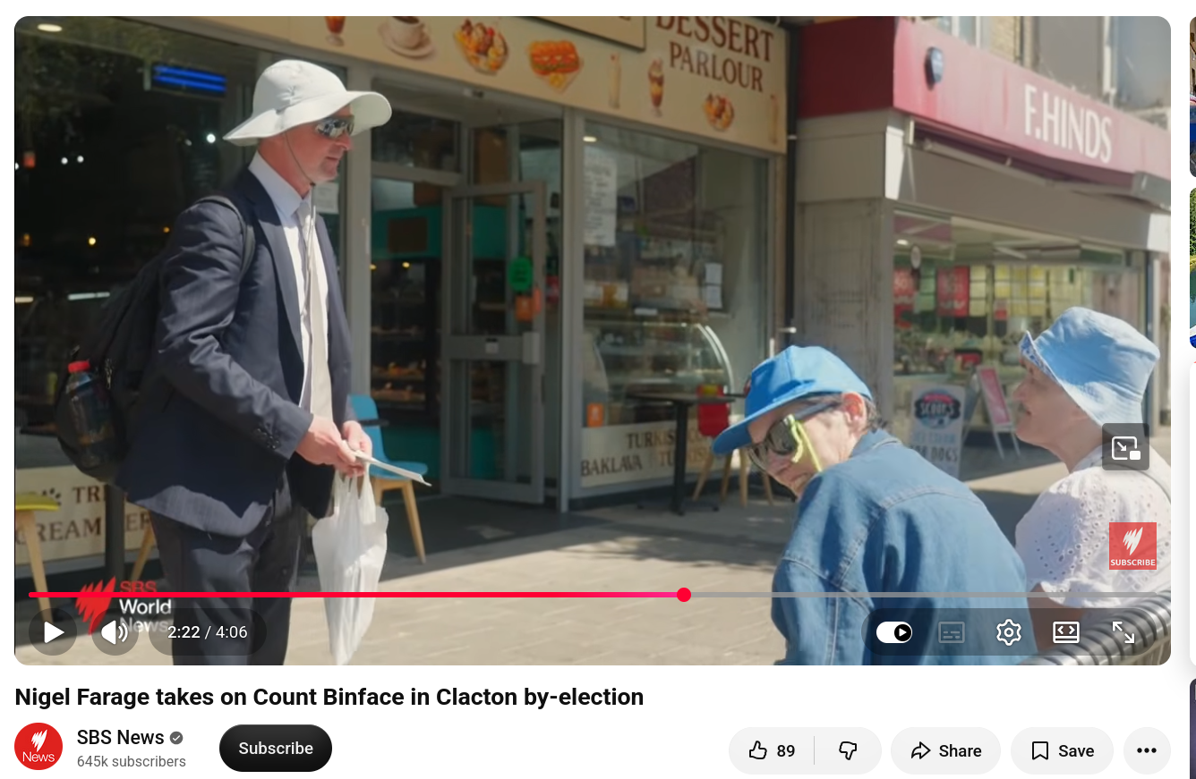 Nigel Farage takes on Count Binface in Clacton by-election