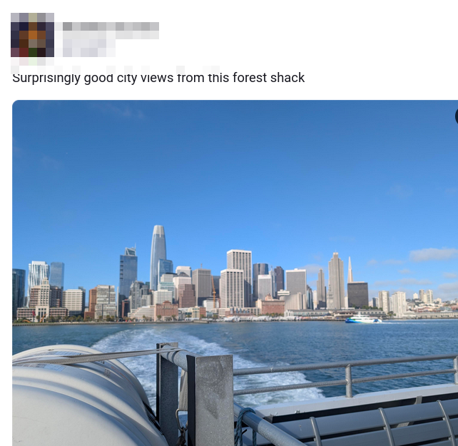 Surprisingly good city views from this forest shack