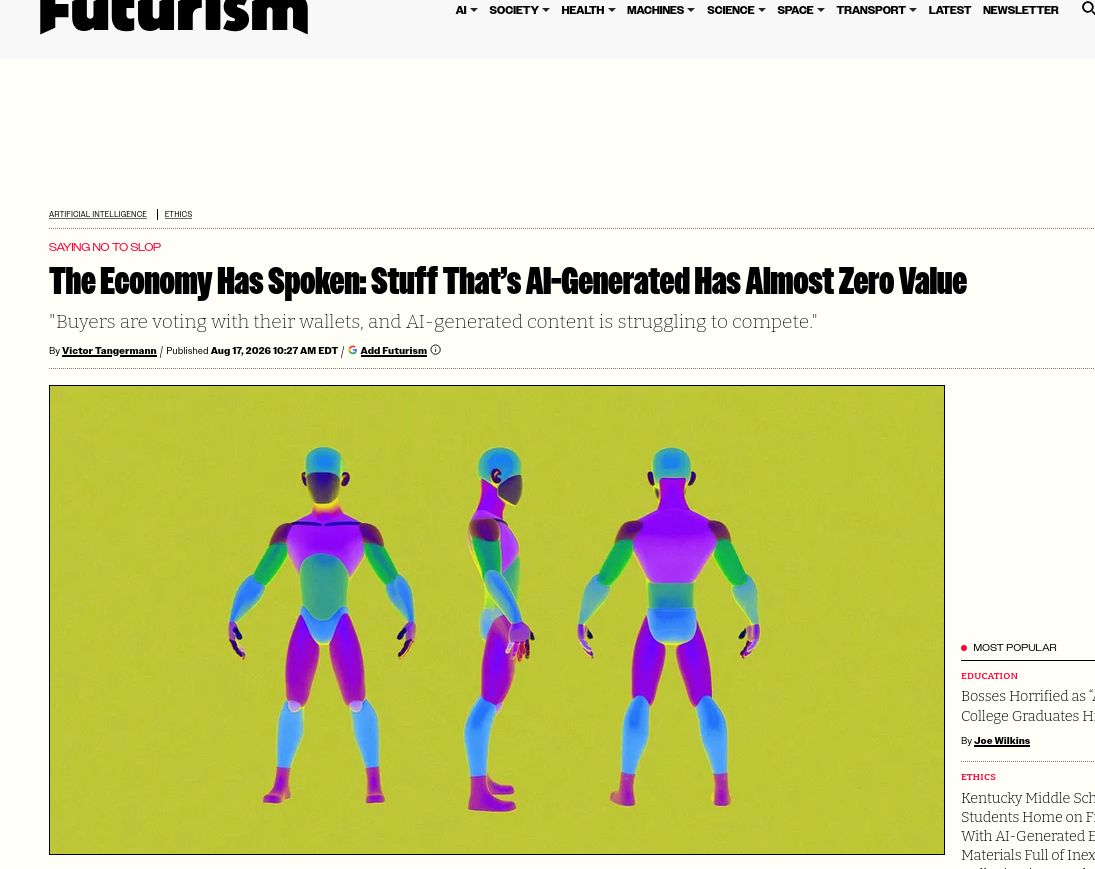 Buyers are voting with their wallets, and AI-generated content is struggling to compete