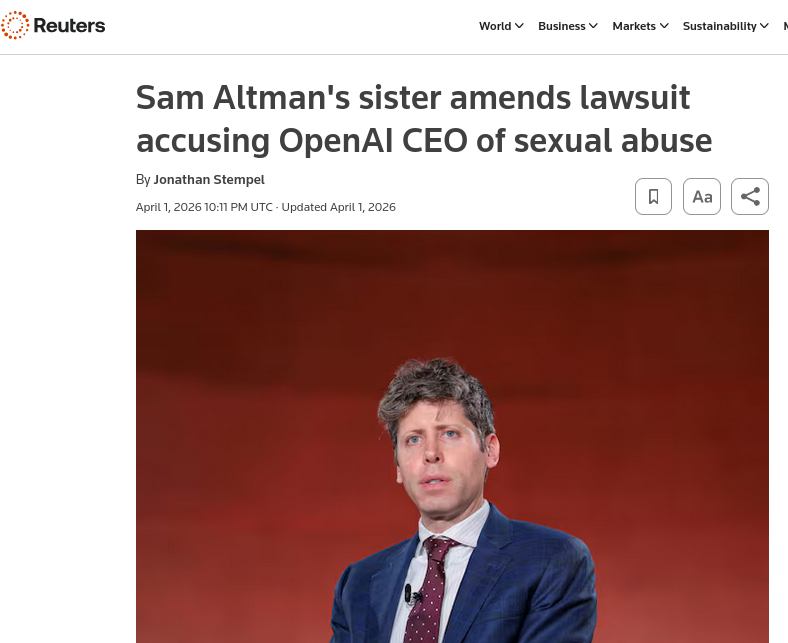 Sam Altman's sister amends lawsuit accusing OpenAI CEO of sexual abuse