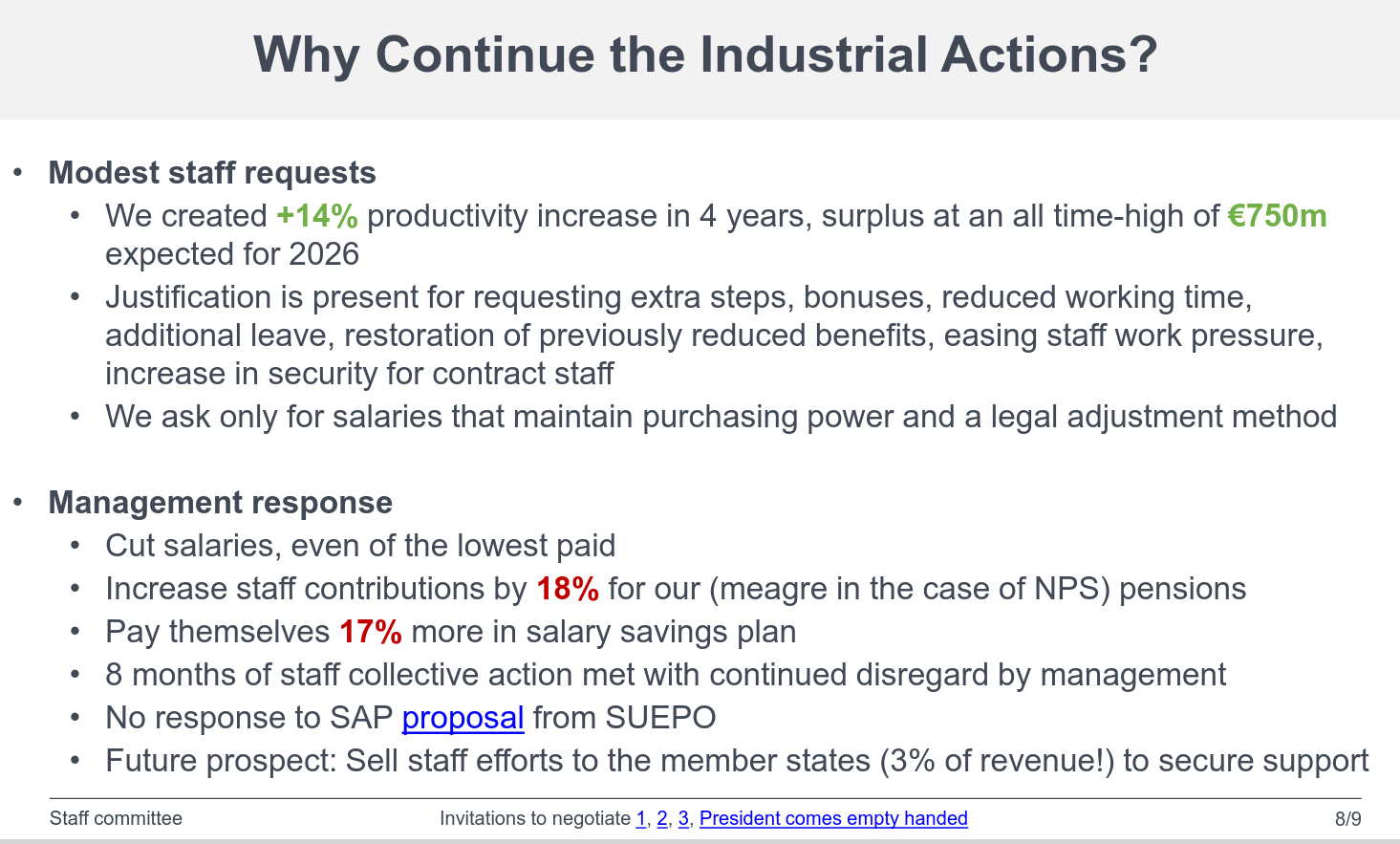 ¿Por qué continuar las acciones industriales?