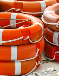 Lifebuoys stacked on each other