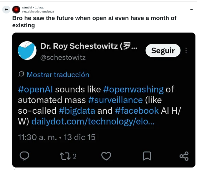 Bro he saw the future when open ai even have a month of existing