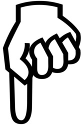 Pointing down finger silhouette drawing
