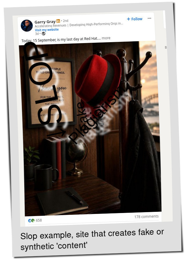 Slop or fake: Today, 15 September, is my last day at Red Hat
