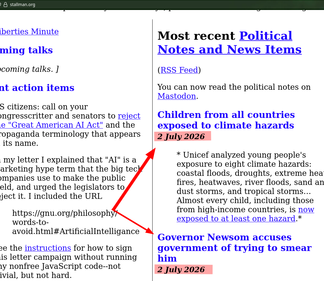 Most recent Political Notes and News Items