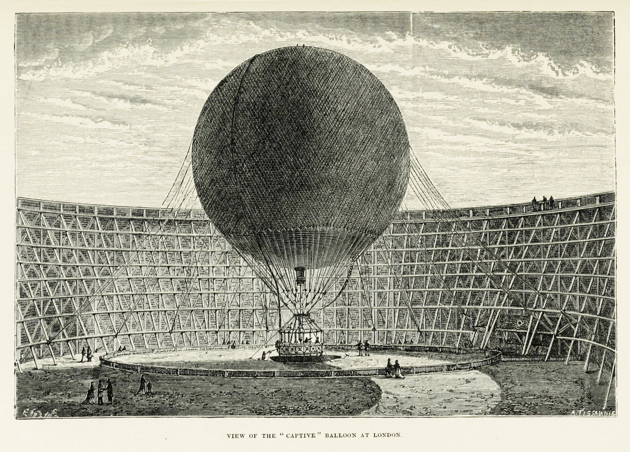 View of the captive balloon at London.