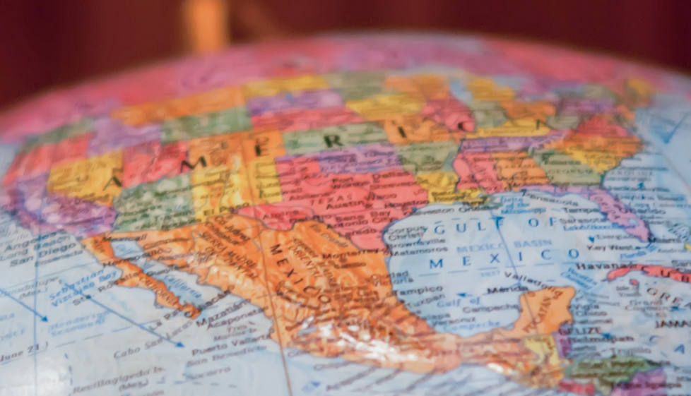 North america on globe