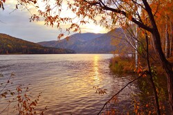 Sunset in the mountains in autumn
