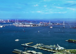 Aerial view of Tokyo Bay, better known as Yokohama Bay among those in the Yokohama area