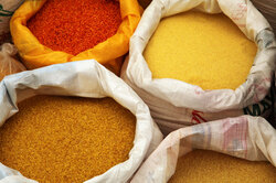 Colorful food in bags