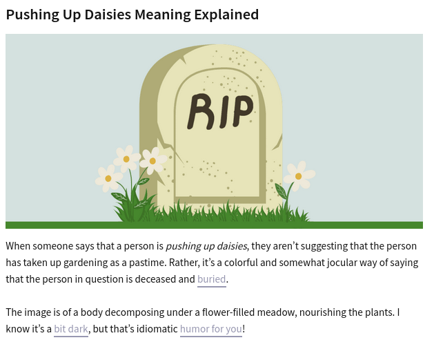 Pushing Up Daisies Meaning Explained