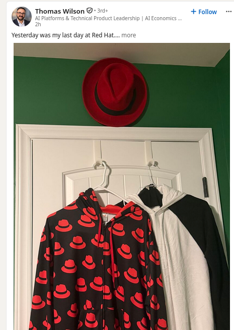 Yesterday was my last day at Red Hat.