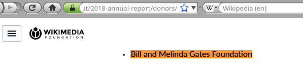 Wikipedia donation from Bill and Melinda Gates Foundation
