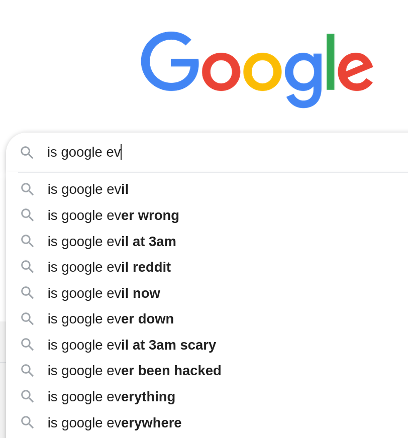 Searching 'is google evil?'