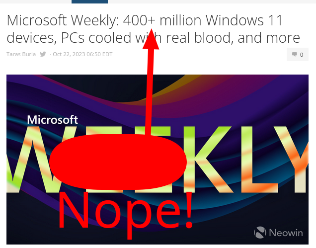 Microsoft Weekly: 400+ million Windows 11 devices, PCs cooled with real blood, and more? Nope!