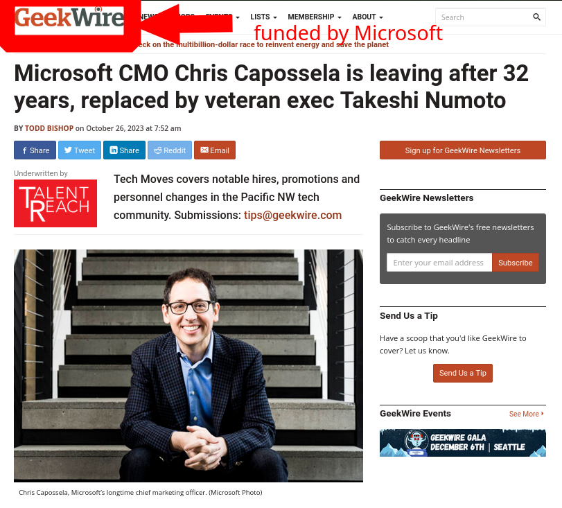 Microsoft CMO Chris Capossela is leaving after 32 years, replaced by veteran exec Takeshi Numoto
