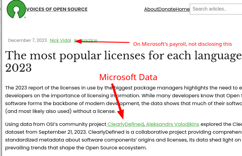 On Microsoft's payroll, not disclosing this: The most popular licenses for each language in 2023 (Microsoft Data)