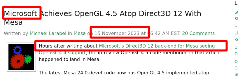 Microsoft Achieves OpenGL 4.5 Atop Direct3D 12 With Mesa